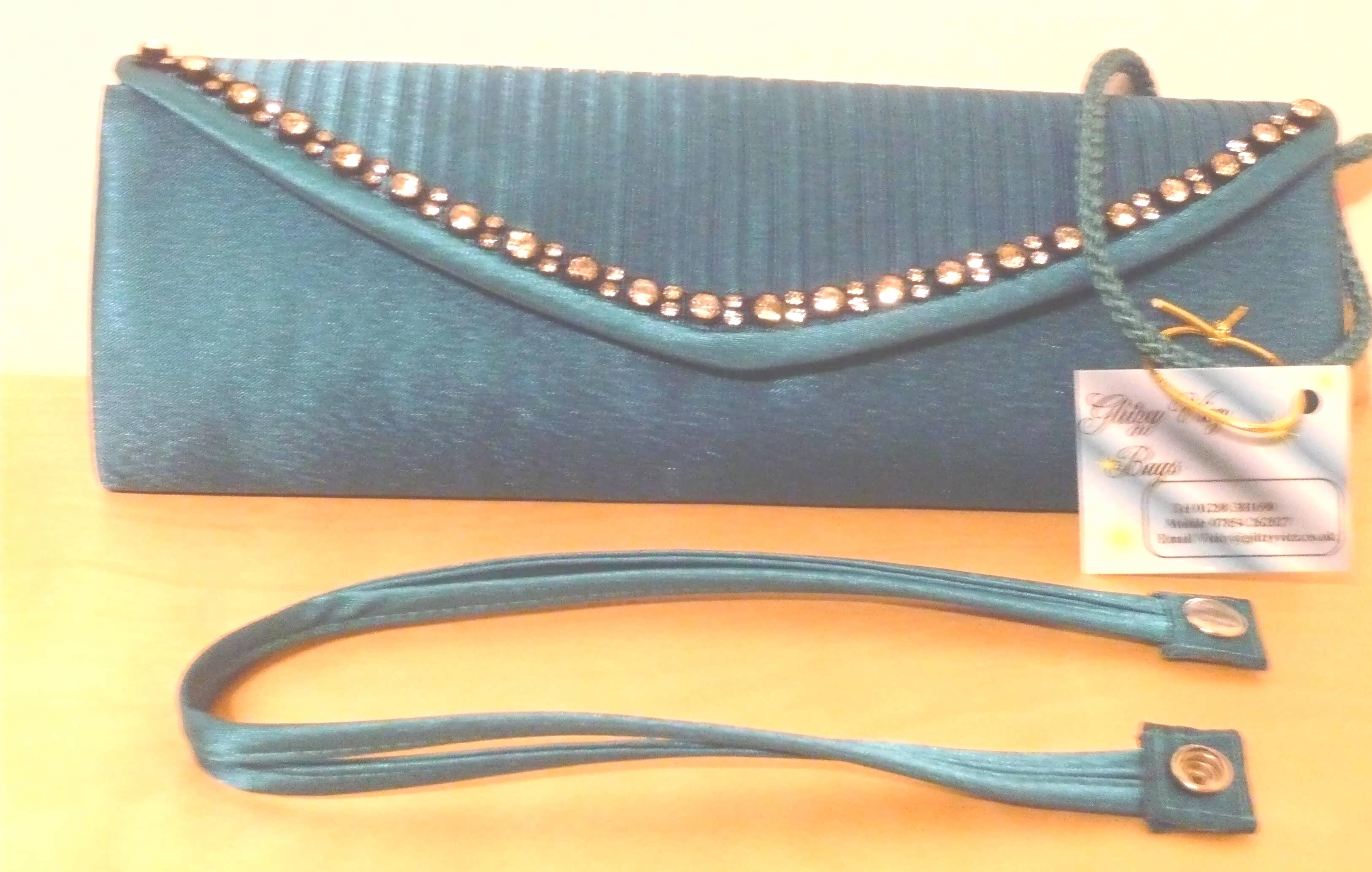 black and blue clutch bag